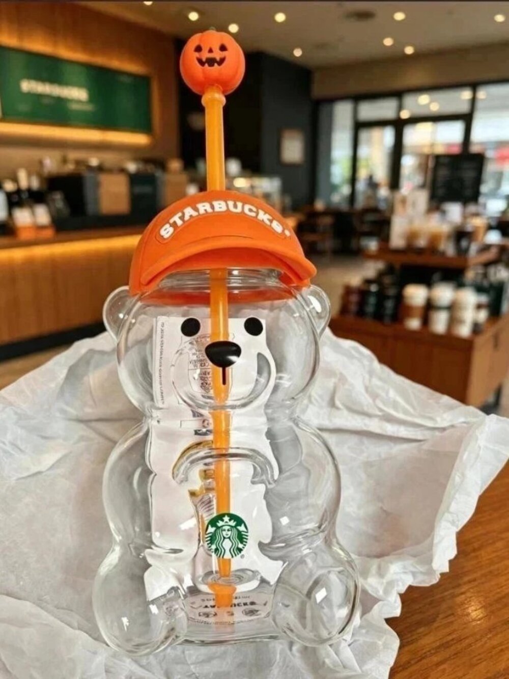 Halloween Starbucks Bearista Bear Cup Tumblers With Pumpkin Topper